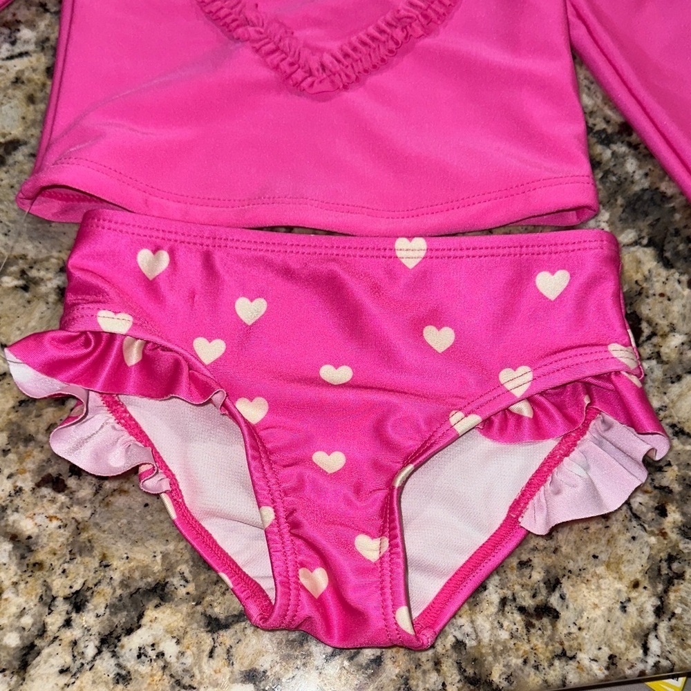 Cat & Jack Pink Heart Rashguard Set - Picture 3 of 5